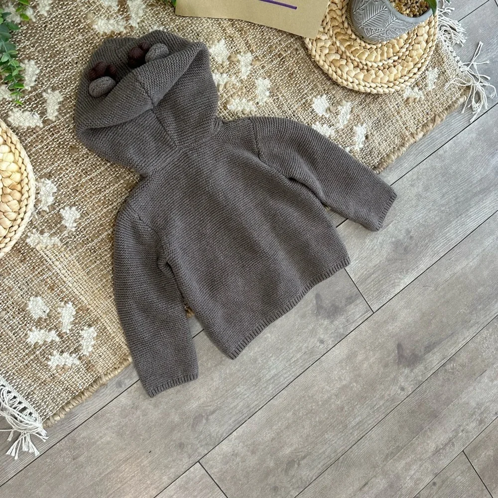 New Carter's Christmas Reindeer Hooded Thick Knit Cardigan  Jacket Sweater